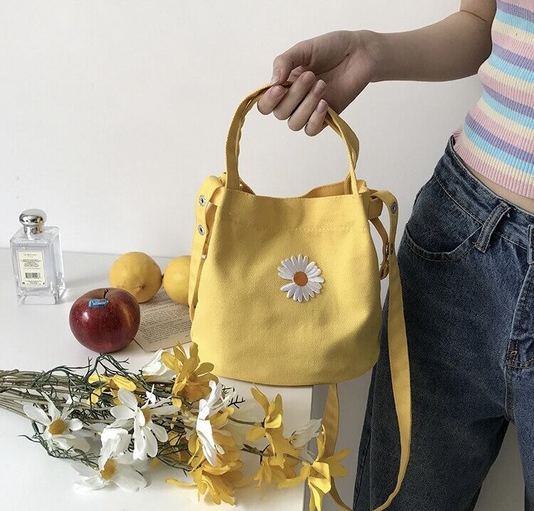 Papatyalı Kanvas Çanta