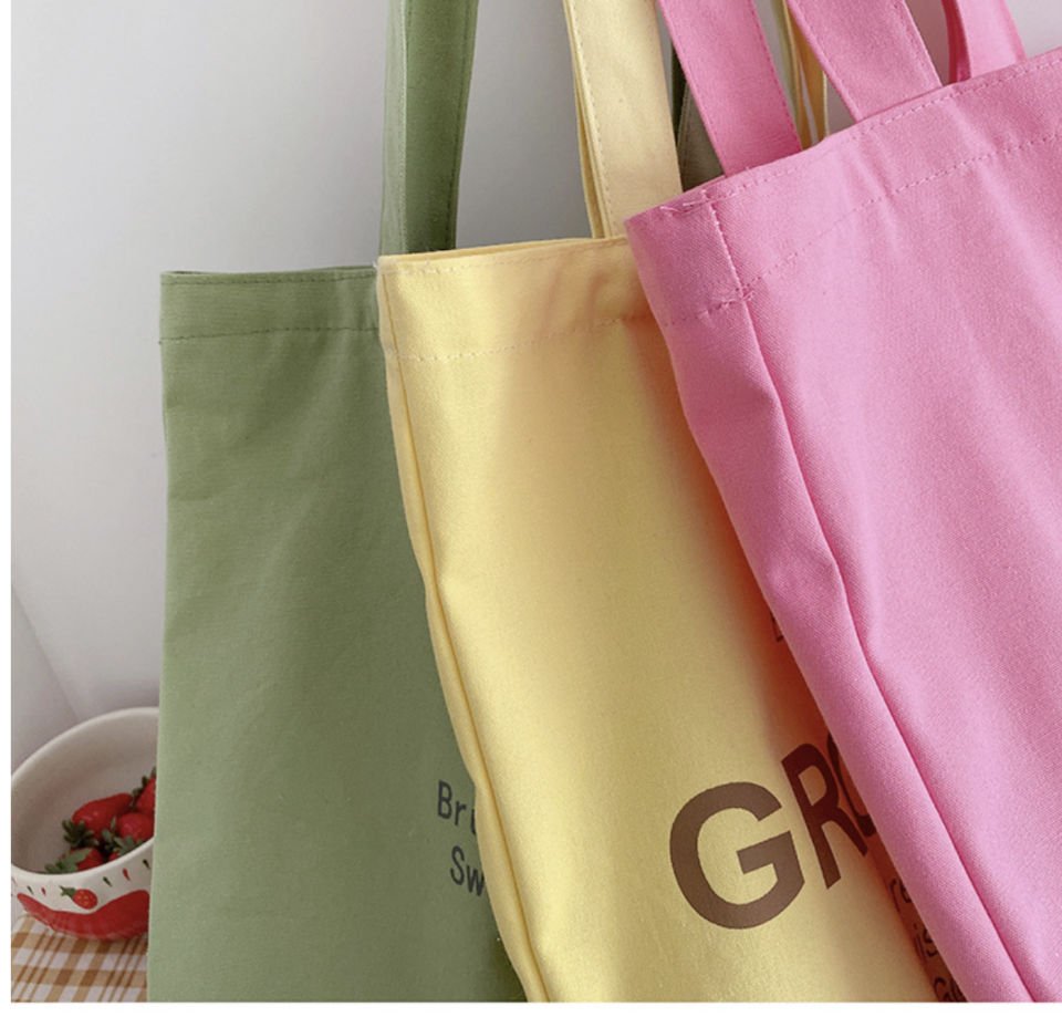 GROCERY MOTTOLU KANVAS ÇANTA