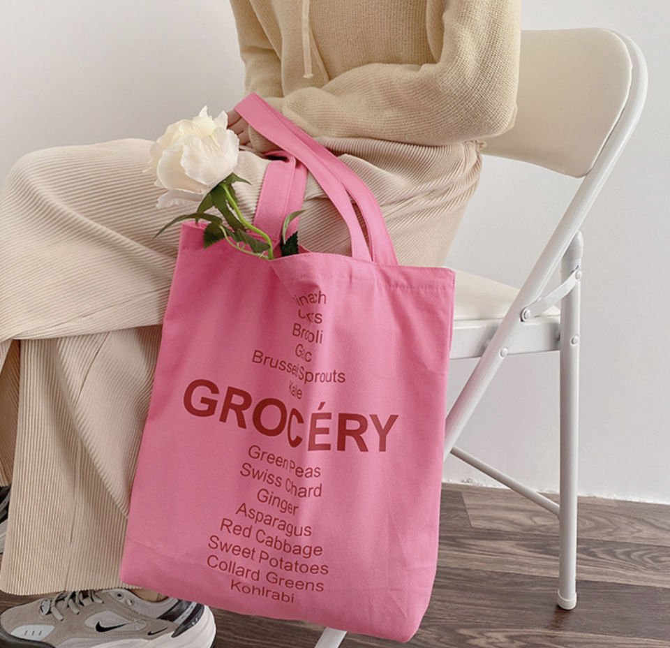 GROCERY MOTTOLU KANVAS ÇANTA