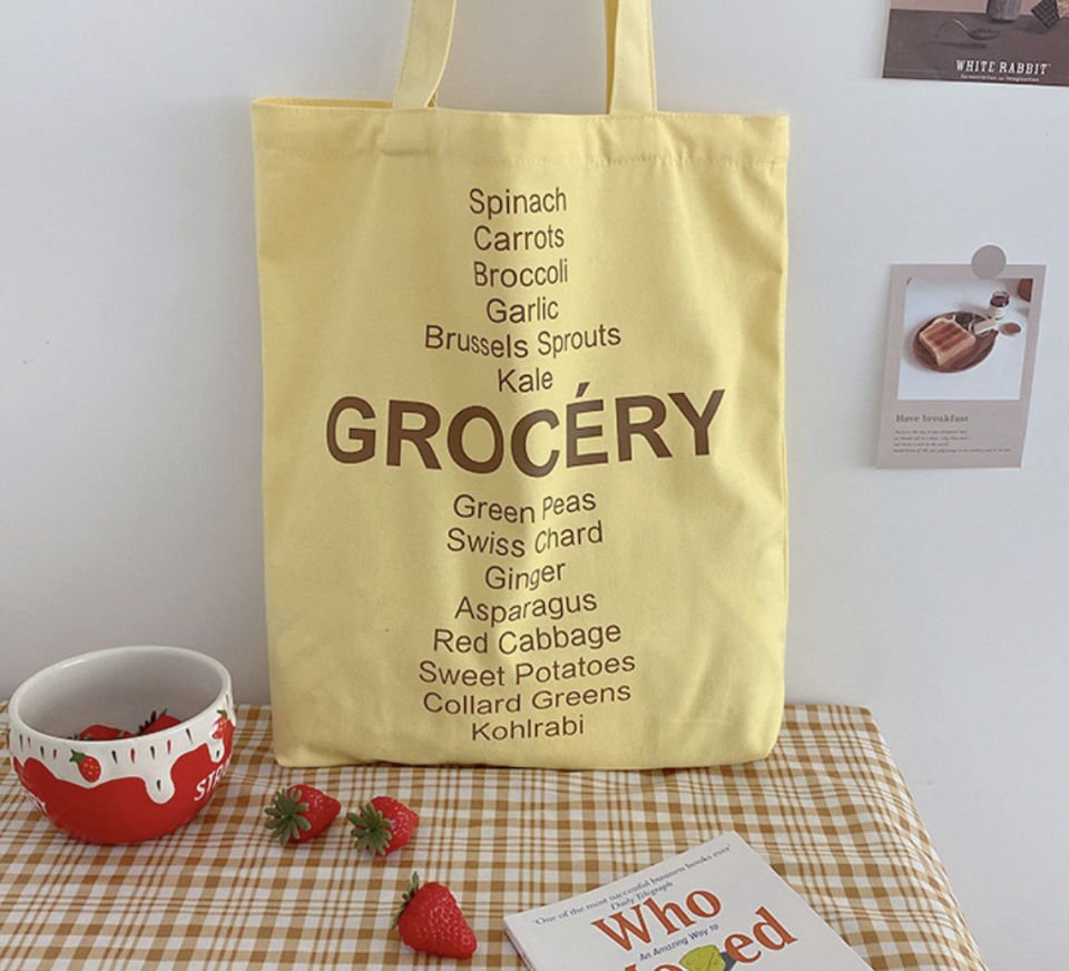 GROCERY MOTTOLU KANVAS ÇANTA
