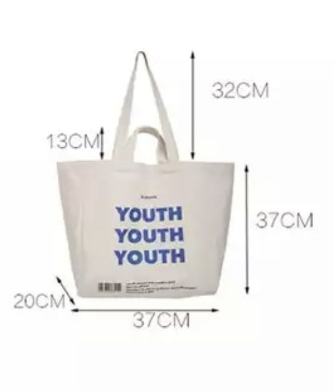 'YOUTH' MOTTOLU KANVAS ÇANTA BÜYÜK BOY