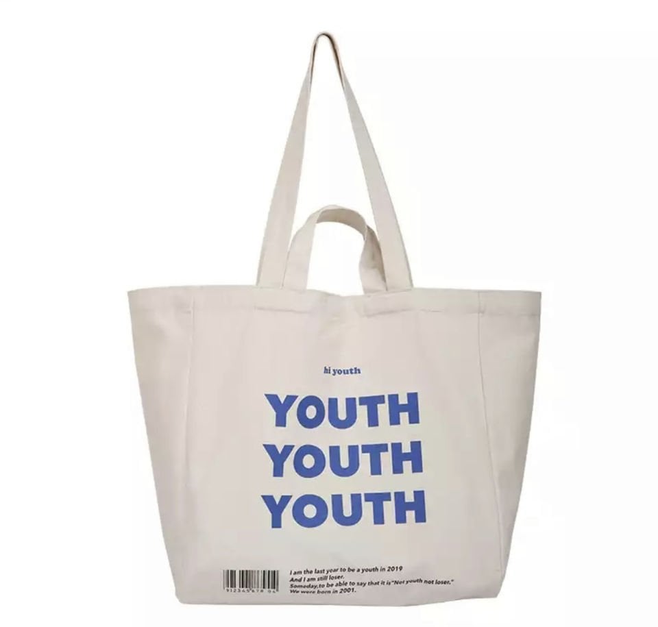 'YOUTH' MOTTOLU KANVAS ÇANTA BÜYÜK BOY