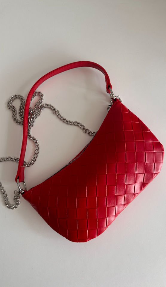 Luna Örgü Dokulu Çanta Kırmızı