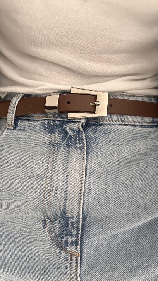 Mae Gümüş Tokalı Kemer Taba