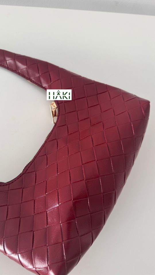 Chubu Örgü Desen Bordo Baget Çanta