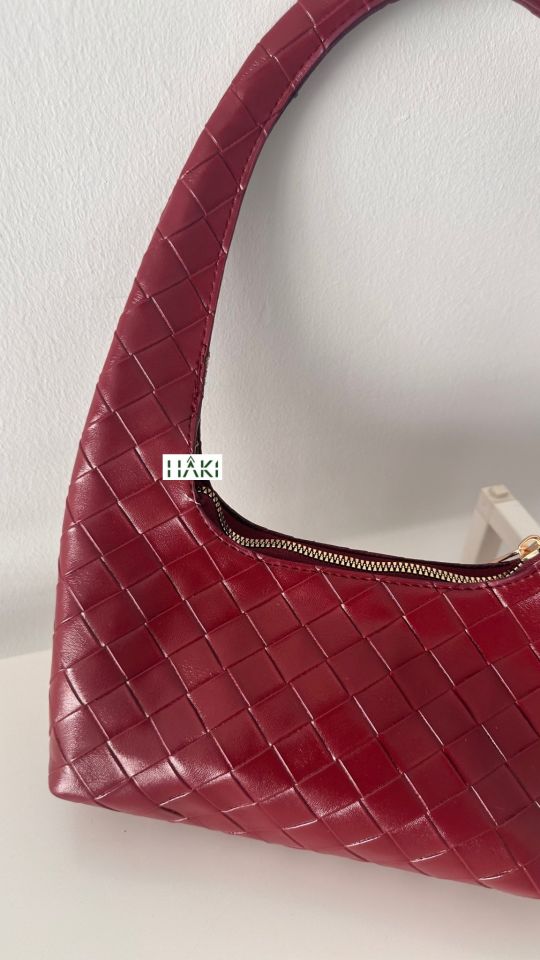 Chubu Örgü Desen Bordo Baget Çanta