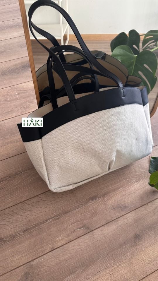 Kacie Çift Saplı Kanvas Tote Shopper Çanta Siyah