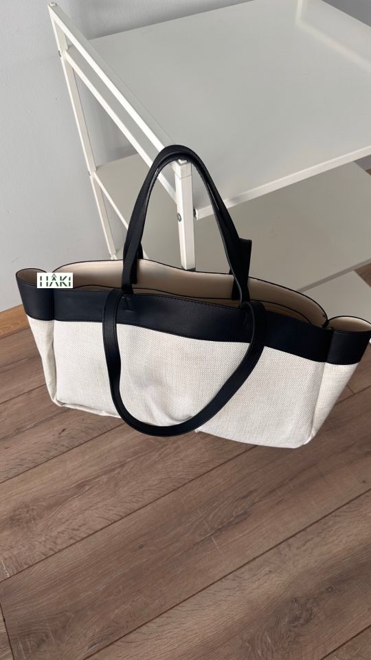 Kacie Çift Saplı Kanvas Tote Shopper Çanta Siyah