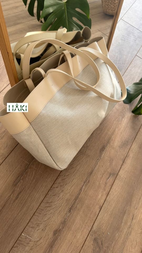 Kacie Çift Saplı Kanvas Tote Shopper Çanta Bej