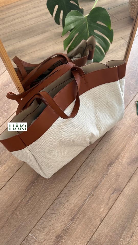 Kacie Çift Saplı Kanvas Tote Shopper Çanta Taba