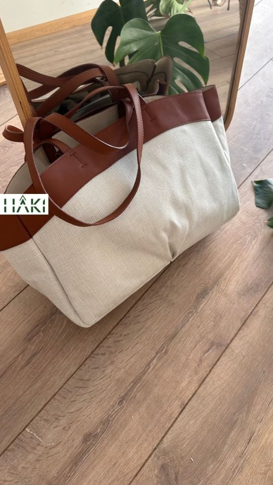 Kacie Çift Saplı Kanvas Tote Shopper Çanta Taba