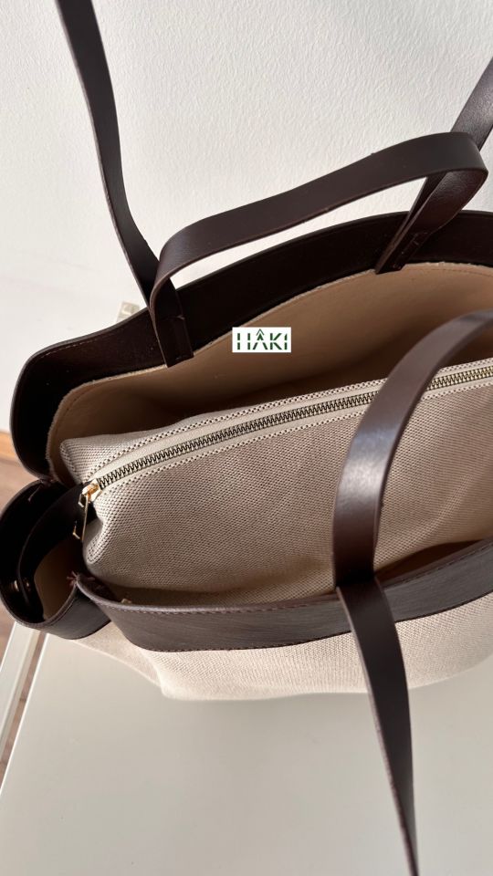 Kacie Çift Saplı Kanvas Çanta Acı Kahve Küçük Boy