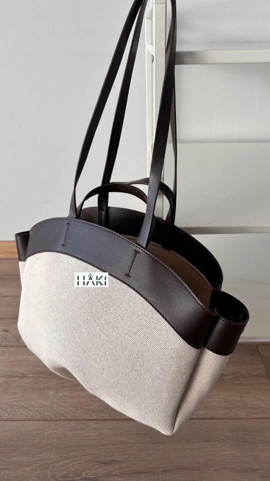 Kacie Çift Saplı Kanvas Çanta Acı Kahve Küçük Boy