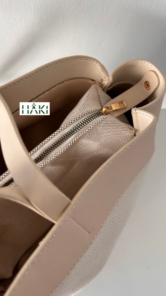 Kacie Çift Saplı Kanvas Çanta Bej Küçük Boy