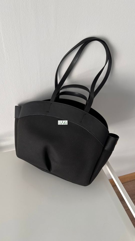 Kacie Çift Saplı Kanvas Çanta Simsiyah Küçük Boy