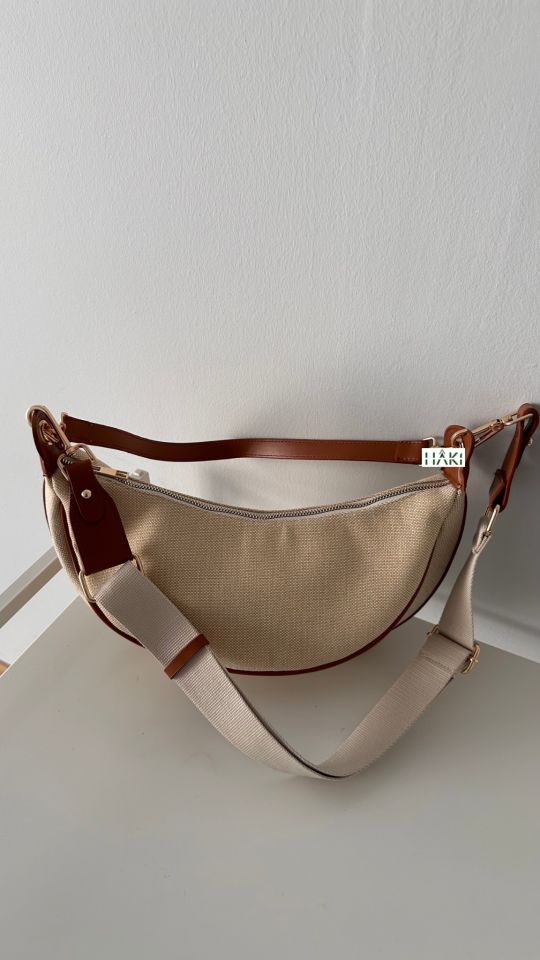 Vincis Çift Askılı Kanvas Çanta Bej