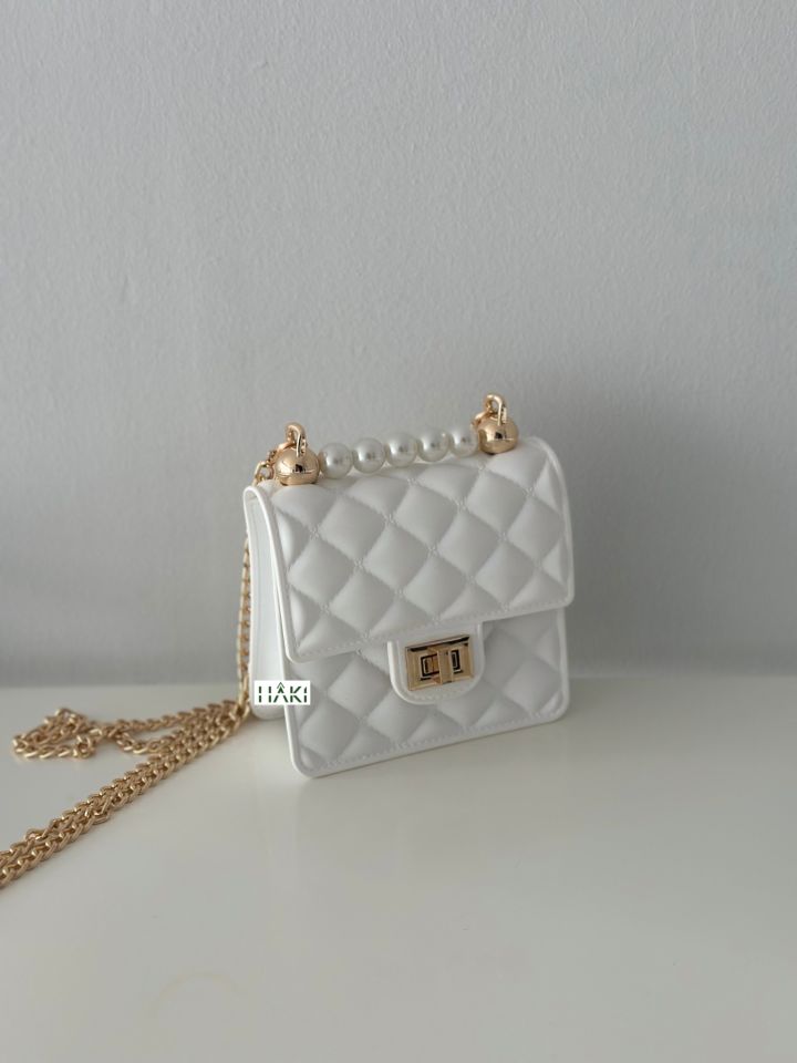 LOONY Mini İnci Detay Çanta Beyaz