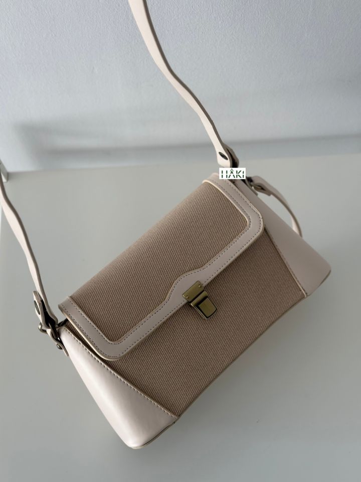 Brix Antik Aksesuarlı Çift Askılı Çanta Bej