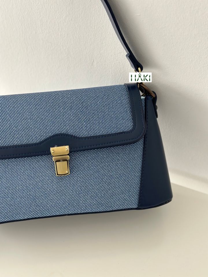 Brix Antik Aksesuarlı Çift Askılı Çanta Lacivert