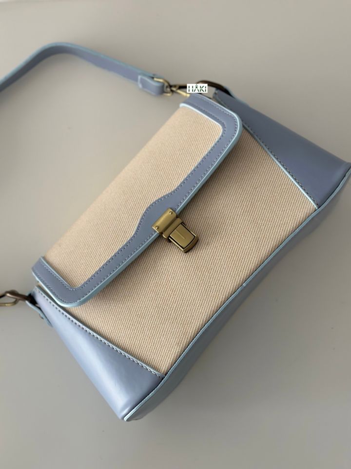 Brix Antik Aksesuarlı Çift Askılı Çanta Bebe Mavi