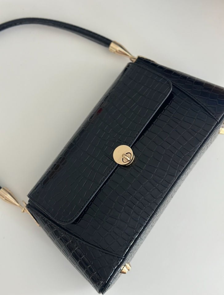 Caryle Baget Çanta Kroko Siyah