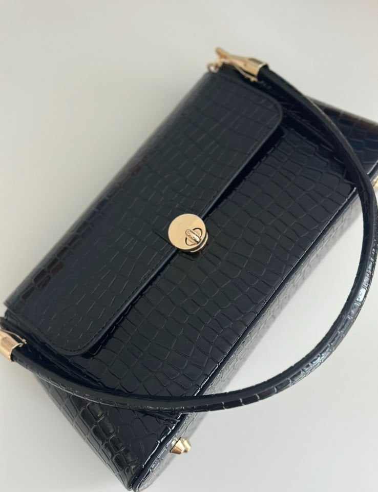 Caryle Baget Çanta Kroko Siyah