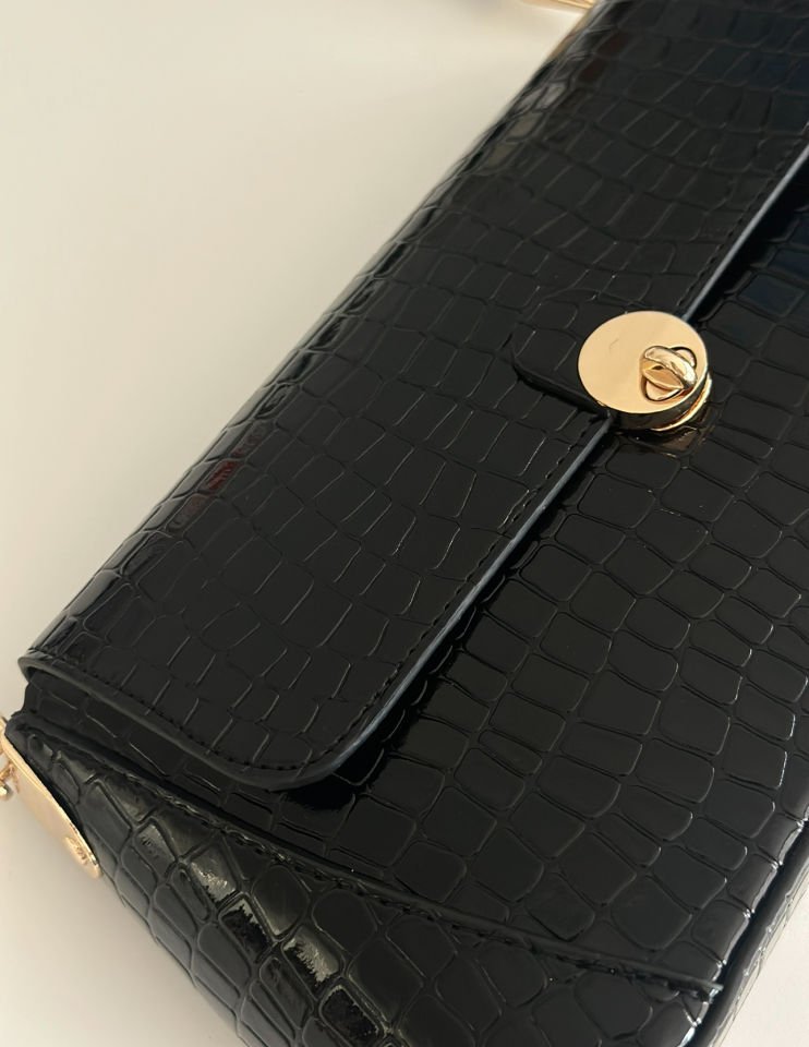 Caryle Baget Çanta Kroko Siyah