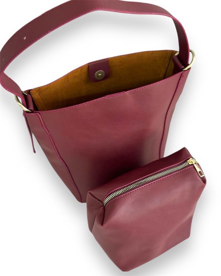 Fluffy Çift Kullanımlı Omuz Çantası Bordo