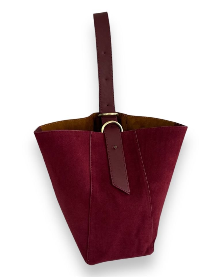 Fluffy Süet Çift Kullanımlı Omuz Çantası Bordo