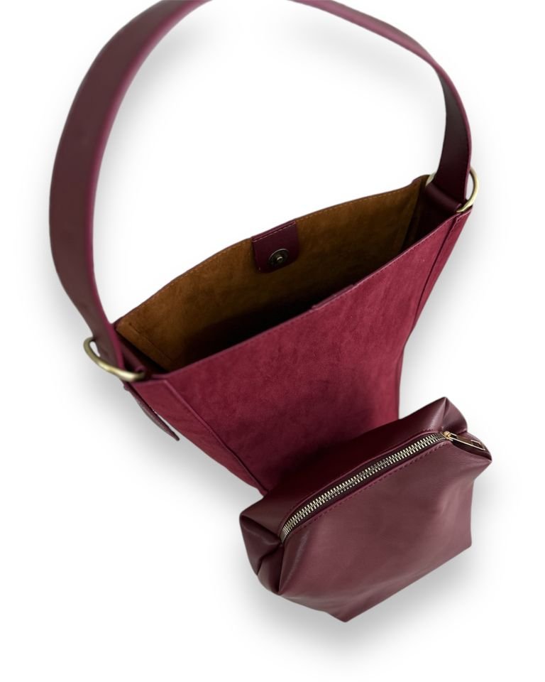 Fluffy Süet Çift Kullanımlı Omuz Çantası Bordo