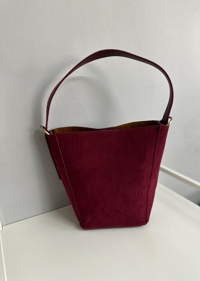 Fluffy Süet Çift Kullanımlı Omuz Çantası Bordo
