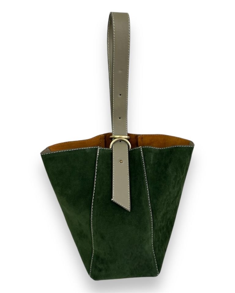 Fluffy Süet Çift Kullanımlı Omuz Çantası Yeşil