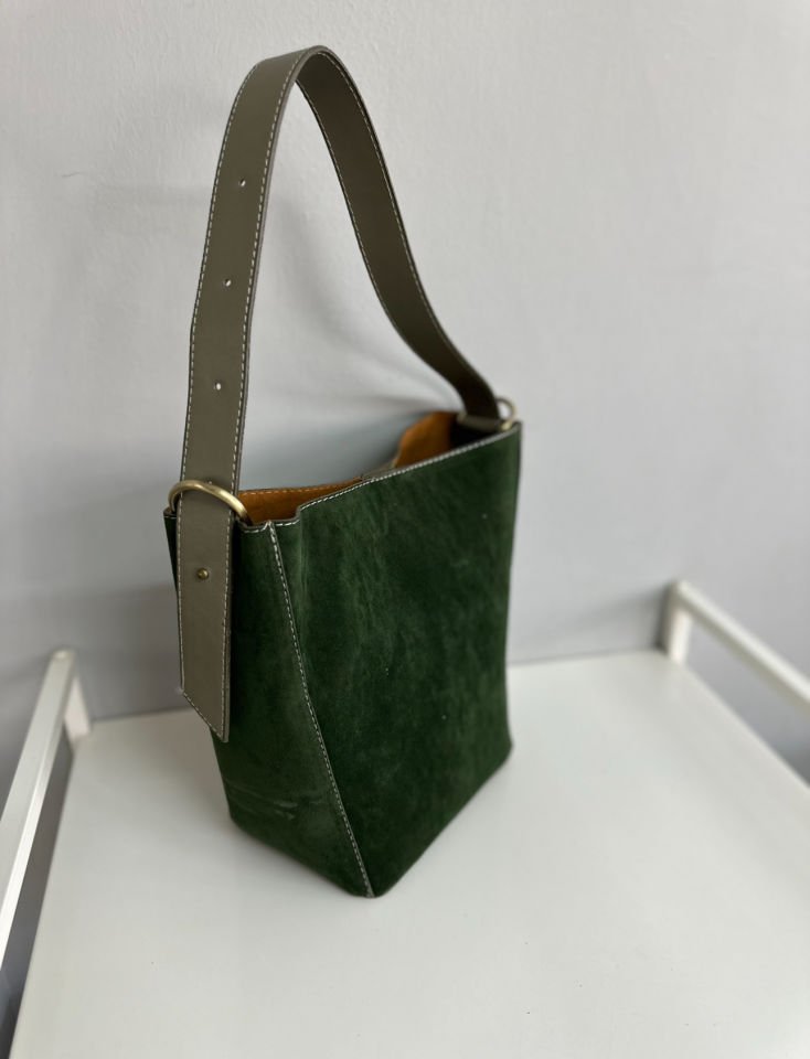 Fluffy Süet Çift Kullanımlı Omuz Çantası Yeşil