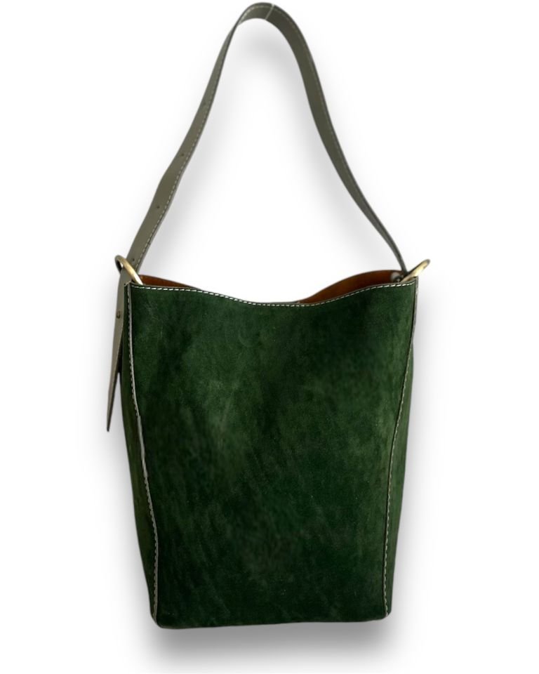 Fluffy Süet Çift Kullanımlı Omuz Çantası Yeşil