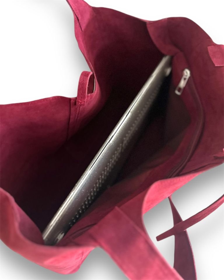 Veneta Yumuşak Süet El ve Omuz Çantası Bordo