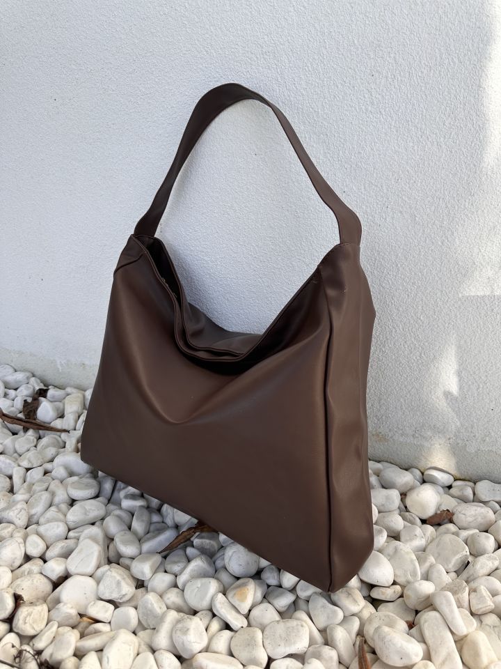 Nuka Kalın Askılı El ve Omuz Çantası Acı Kahve