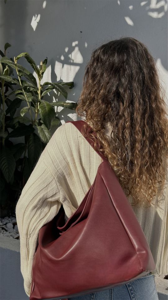 Nuka Kalın Askılı El ve Omuz Çantası Bordo