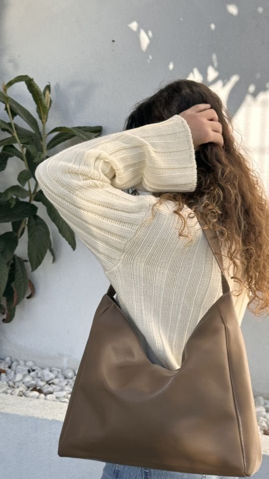 Nuka Kalın Askılı El ve Omuz Çantası Koyu Vizon