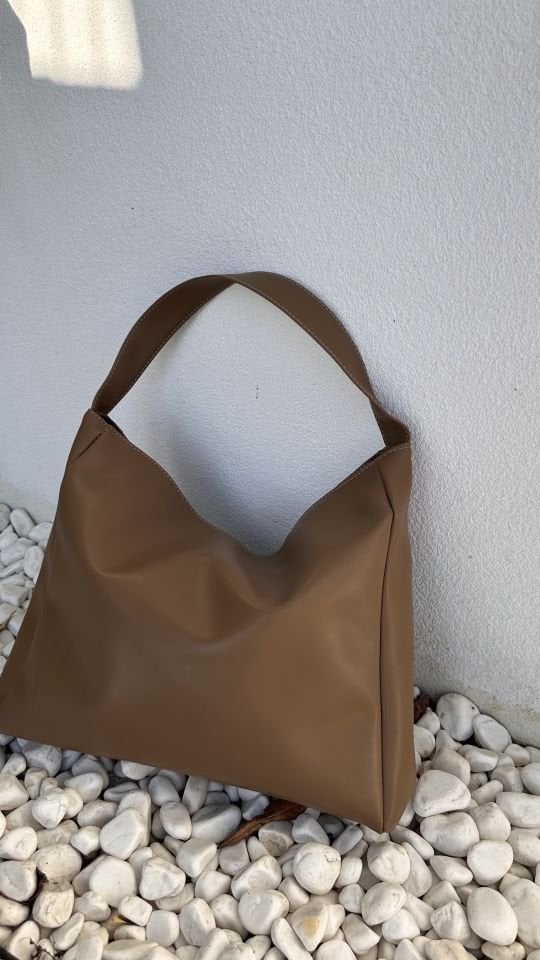 Nuka Kalın Askılı El ve Omuz Çantası Koyu Vizon