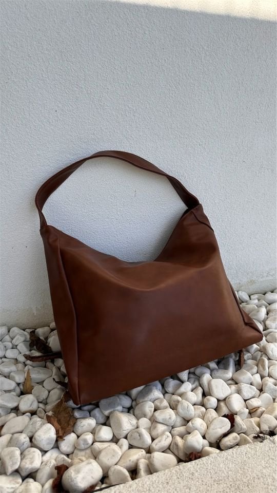 Nuka Kalın Askılı El ve Omuz Çantası Taba