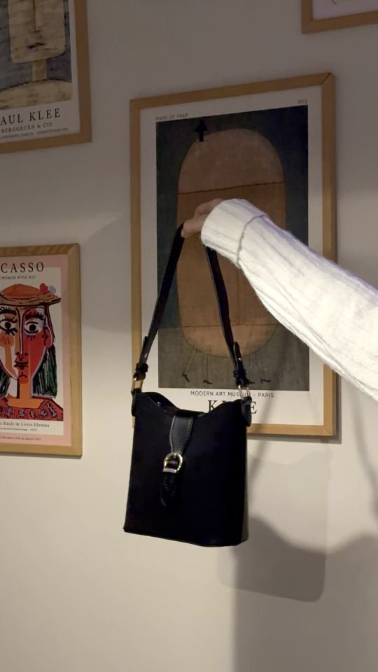 Bona Çift Yüzeyli El ve Omuz Çantası Siyah