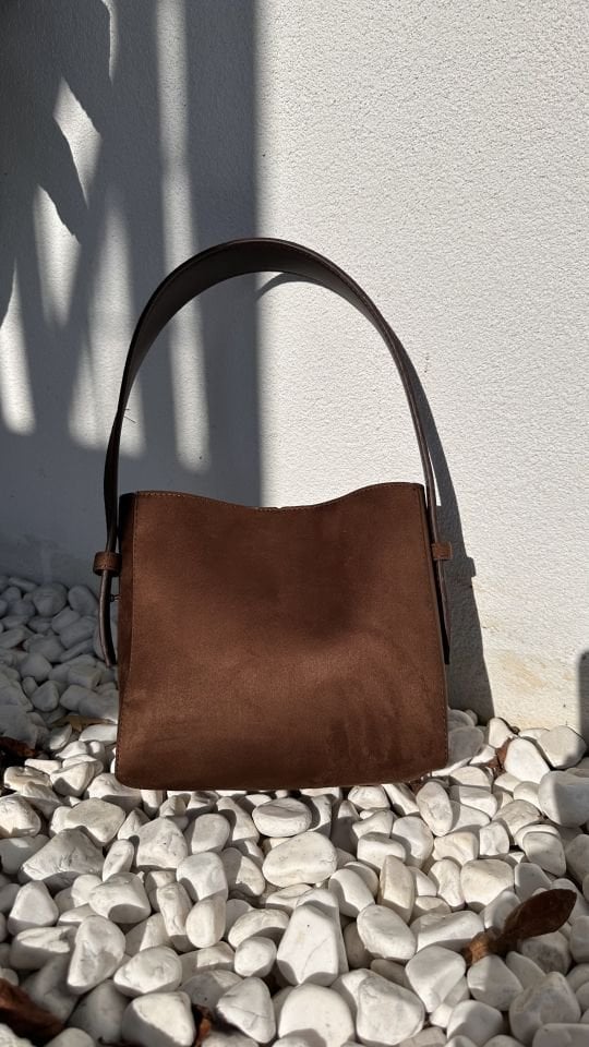 Ashley Süet Omuz Çantası Acı Kahve