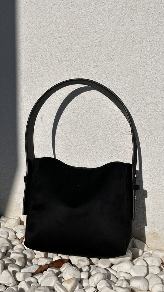 Ashley Süet Omuz Çantası Siyah