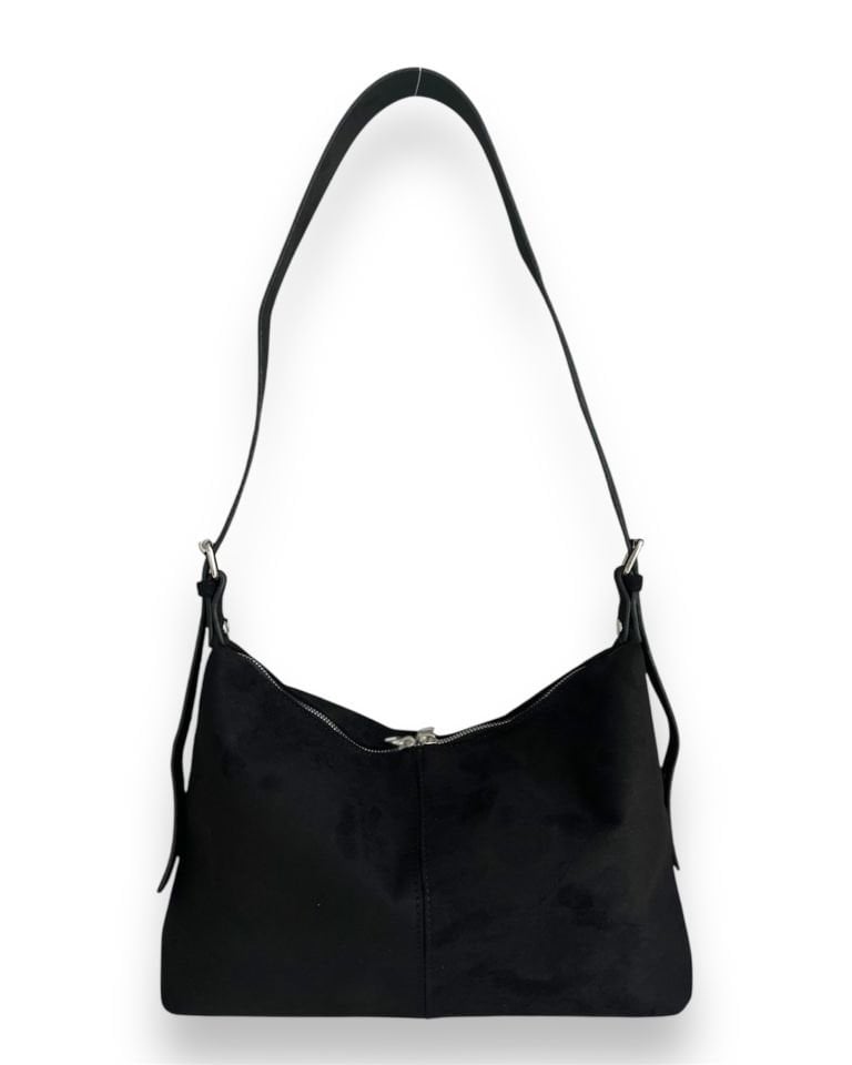 Rubban Süet Omuz Çantası Siyah