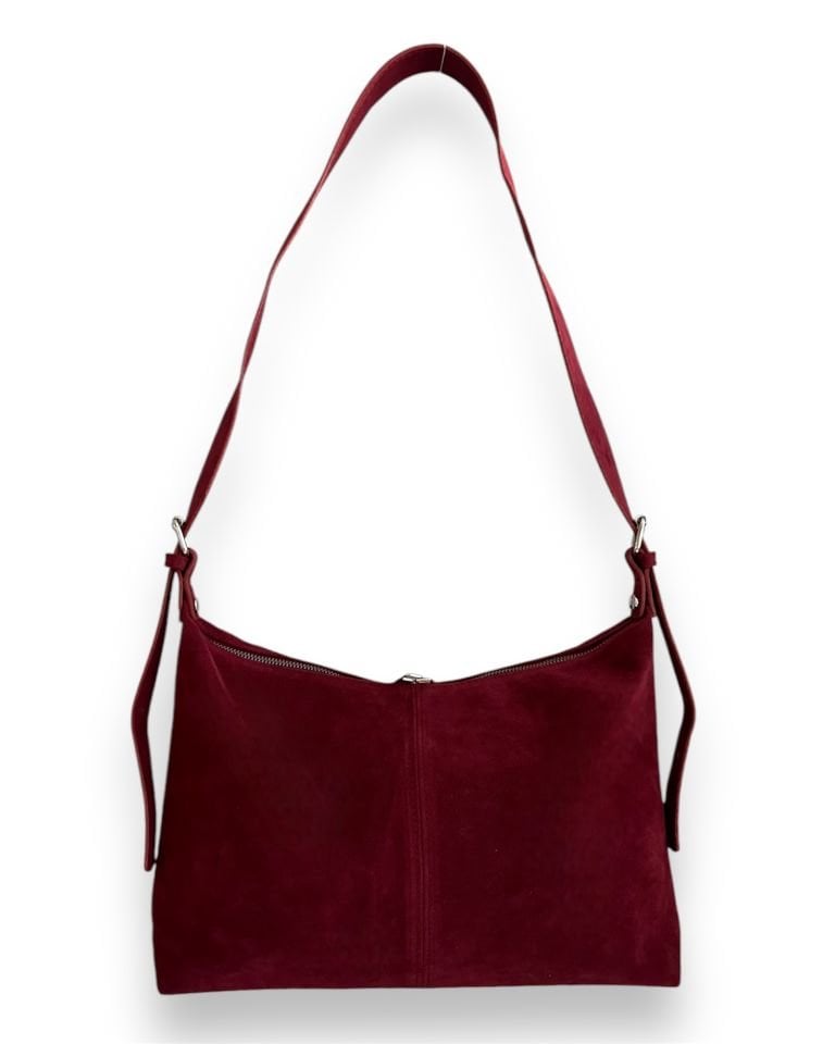 Rubban Süet Omuz Çantası Bordo
