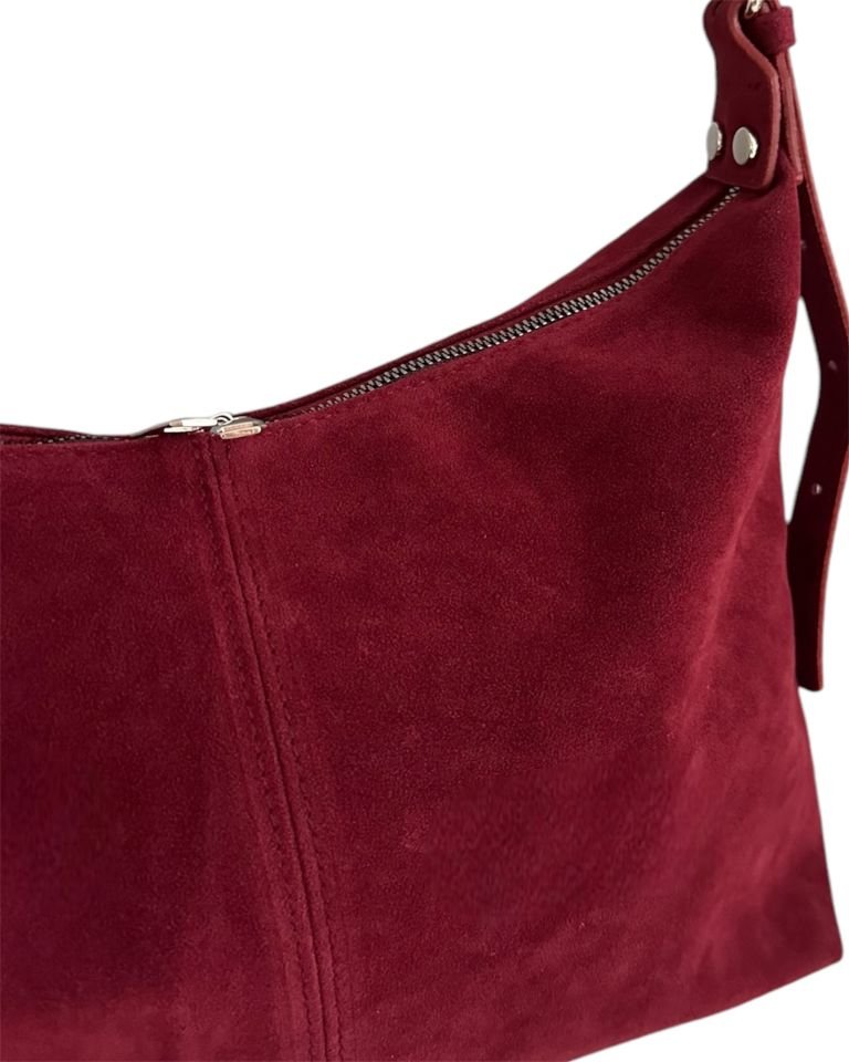 Rubban Süet Omuz Çantası Bordo