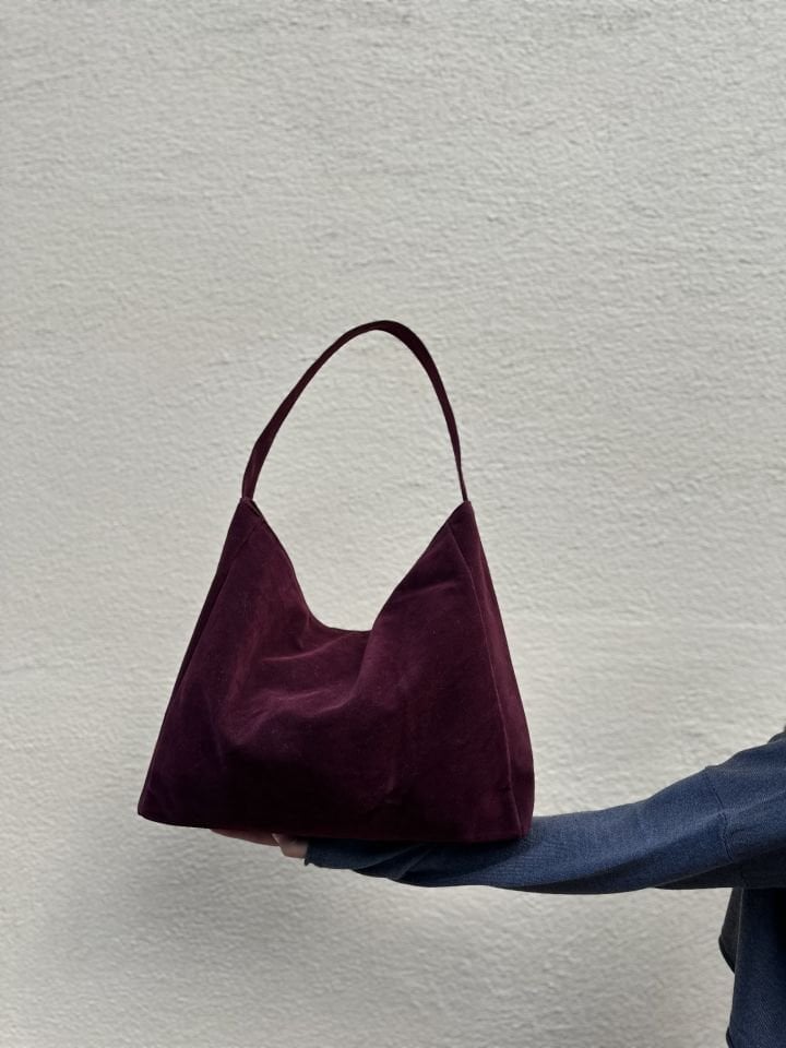 Nuka Süet Kalın Askılı El ve Omuz Çantası Bordo