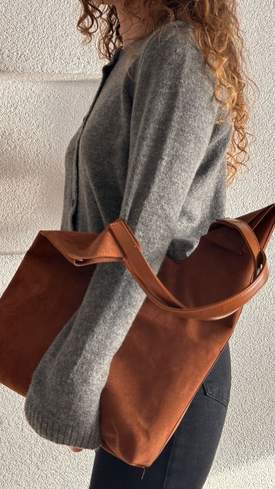 Cozy Yumuşak Süet Tote Çanta Taba