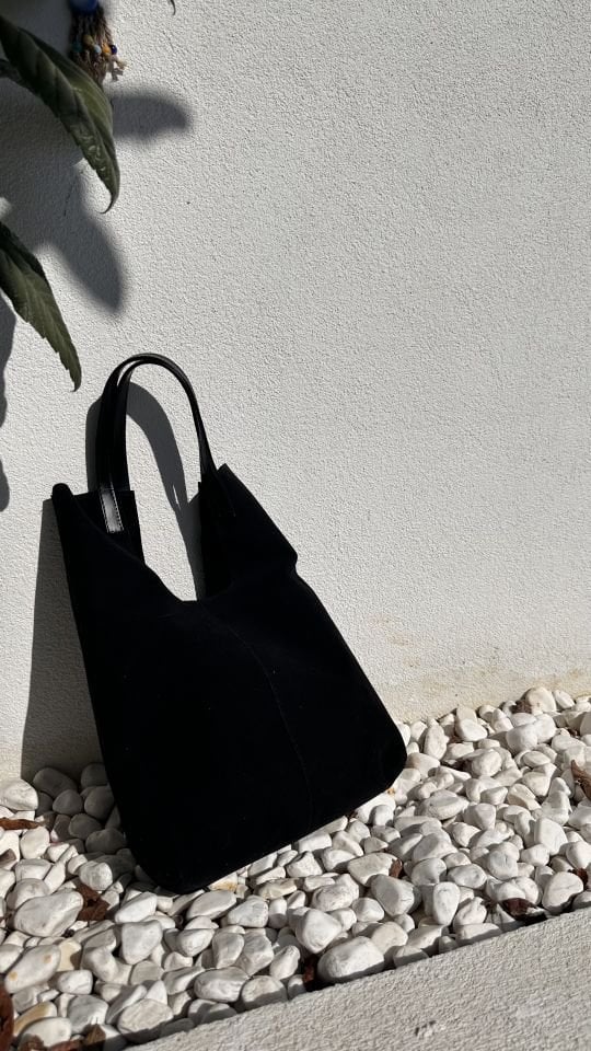 Cozy Yumuşak Süet Tote Çanta Siyah