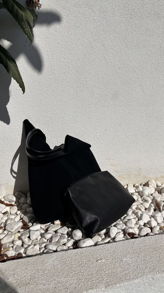 Cozy Yumuşak Süet Tote Çanta Siyah